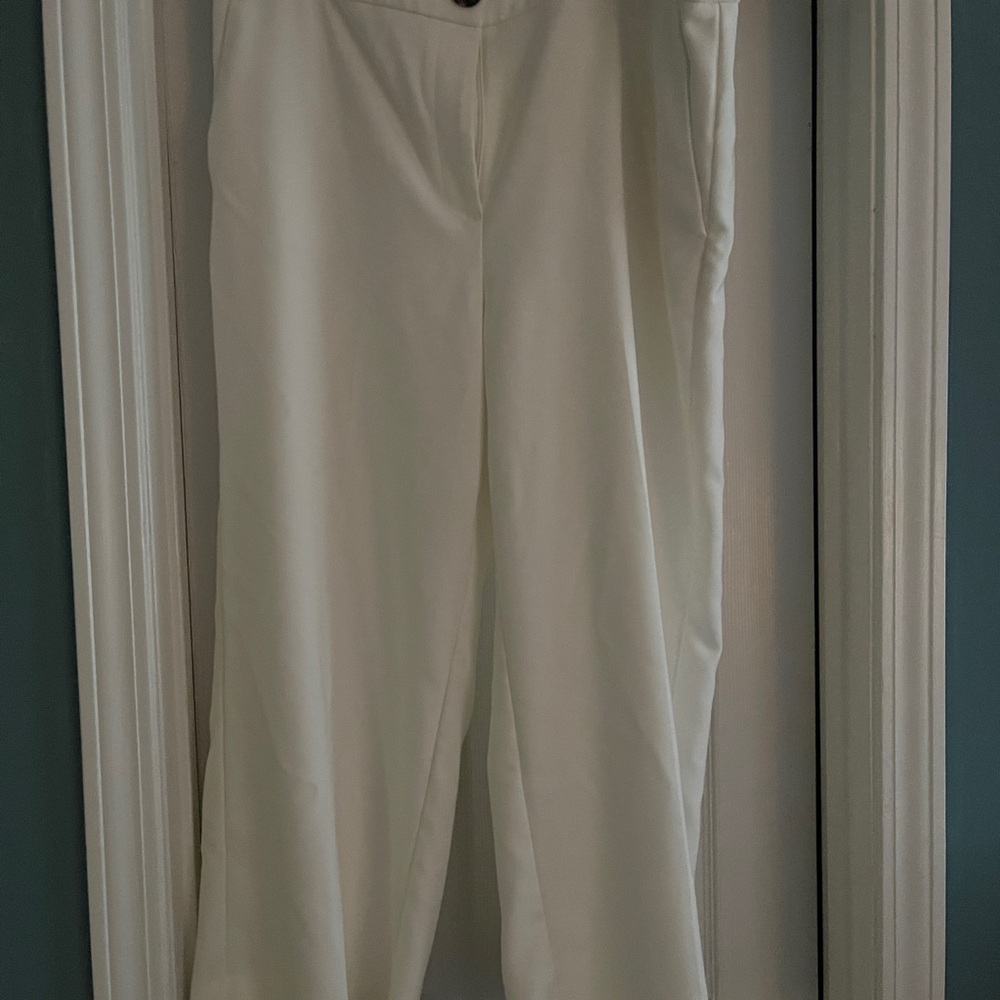 Cream colored wide leg Ann Taylor dress pants.